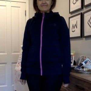 Navy blue and purple North Face Hooded Zip Up